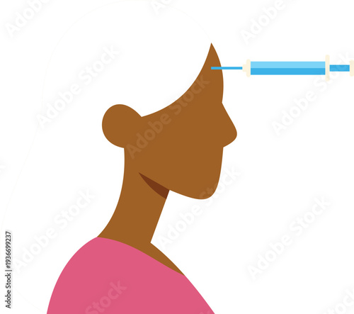 Woman getting a medical aesthetic procedure with a syringe on her face