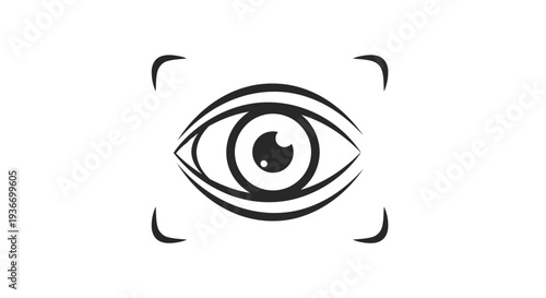 Stylized eye with camera lens effect in black