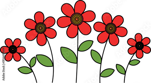 Romantic Floral Collection Featuring Elegant Fresh Leaves, Delicate Flower Bouquets, and Artistic Flower Arrangements for Creative Projects in Red Color