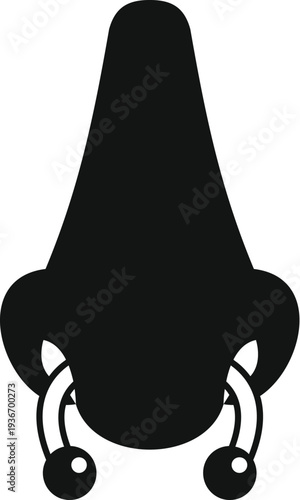 Human nose silhouette featuring a septum piercing with small rings
