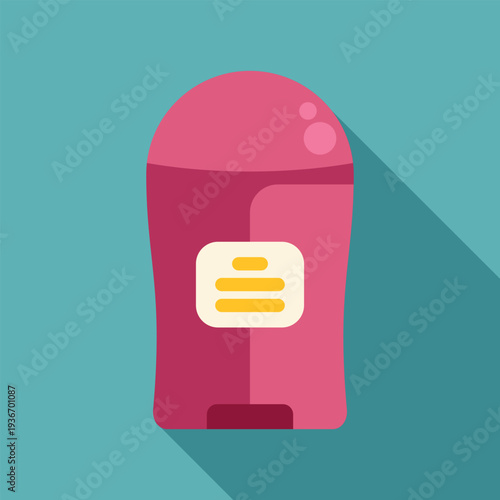 Pink deodorant stick illustration with a label on a blue background