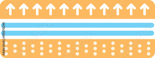 Multi layered material with porous structures and arrows symbolizing absorption