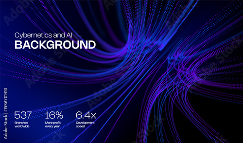 Abstract future ai background with blue big data and digital dots for tech and technology science presentation. Line cyber business network 3d backdrop. Connection graphic design.