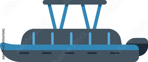 Pontoon boat displaying a simplistic flat design for nautical transportation