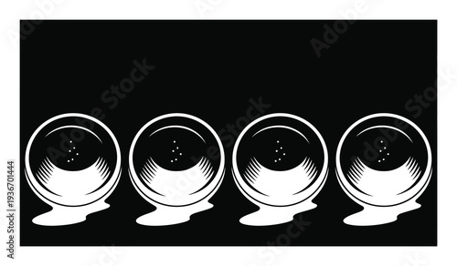 Four spilled glasses with liquid on a black background