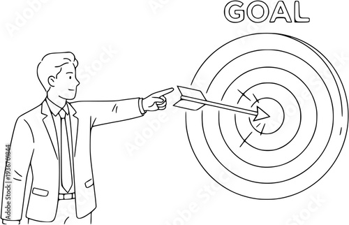 Business Target Goal Achievement Concept Outline Vector Illustration