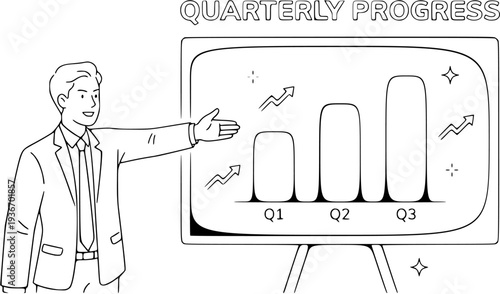 Business Presentation Meeting Outline Vector Illustration