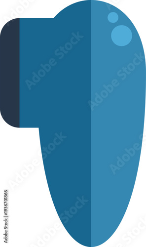 Blue wireless earbud icon representing audio, music, and electronic devices