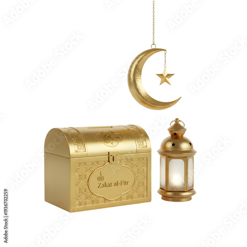 Beautiful Ramadan Kareem Decoration with Glowing Lanterns, Crescent Moon, and Prayer Beads on a Wooden Table for Islamic Holy Month Celebration