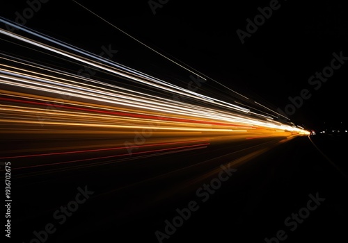 Abstract streaks of soft, glowing residual light across a dark backdrop, creating dynamic lines and blurred movement, vibrant, creative, mystery