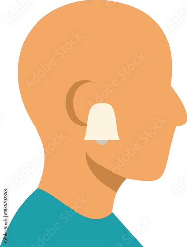 Person wearing an earplug in the ear for safety and auditory hygiene