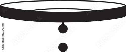 Thick Choker Necklace with Circular Drop Pendant Silhouettes