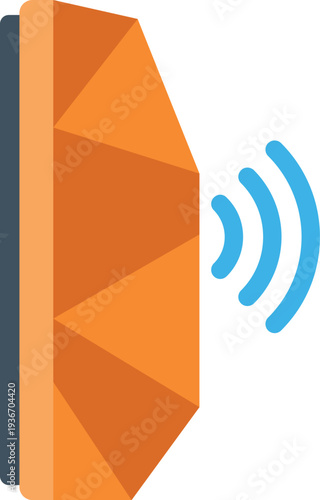 Smart sensor sending wireless waves representing connectivity and data transfer