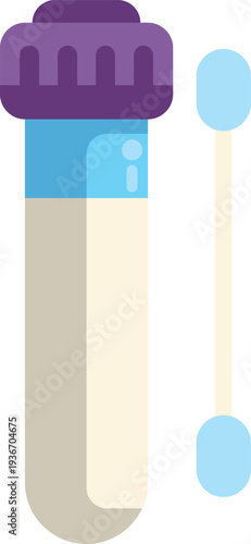 Test tube and swab indicating analysis for medical diagnostic and research