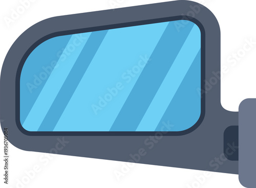 Car side mirror viewing reflection, providing automobile safety and driver awareness
