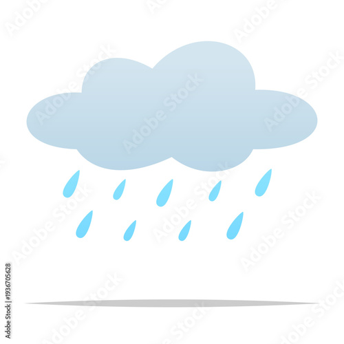 Cartoon raining cloud vector isolated illustration