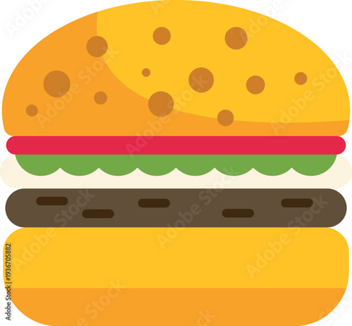 Hamburger cheeseburger sandwich with bun, patty, lettuce, tomato, and sauce for fast food meal