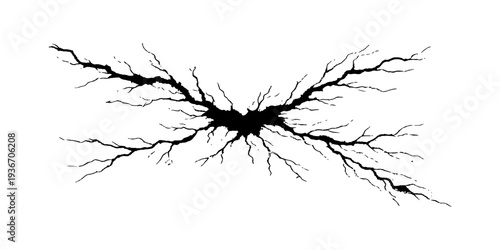 Abstract a dramatic illustration of a striking black crack spanning the surface. creating an impact of the fracture. 