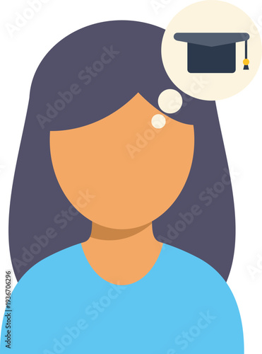 Woman having an idea for academic achievement and planning her career path