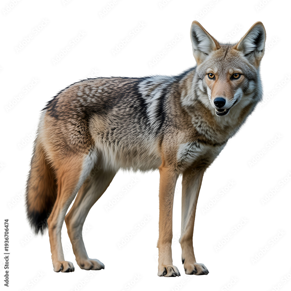 Fototapeta premium Gray Wolf Isolated on White Background