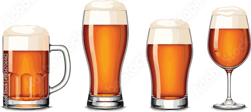 Beer Glasses Collection with Different Styles and Shapes