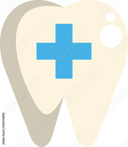 Tooth with a medical cross symbolizing oral health services and protection