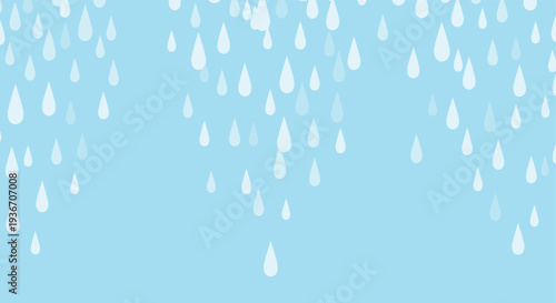 Delicate pattern of falling white water droplets against a soft light blue background representing gentle rain or moisturizing properties.