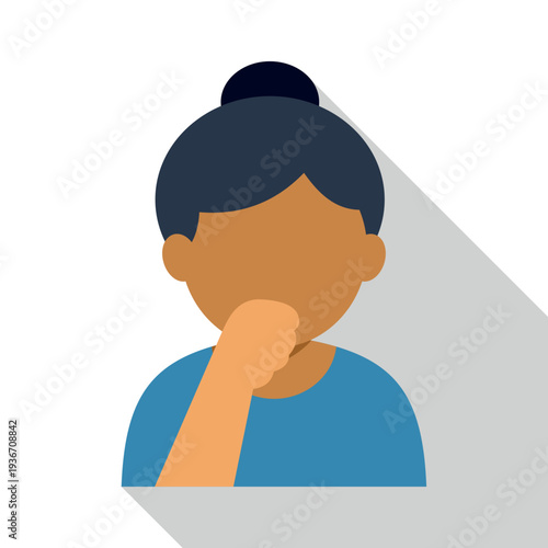 Person coughing covering mouth with hand, showing illness symptom in flat design
