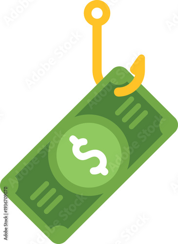Dollar bill hanging on a fishing hook symbolizing fraud and risk
