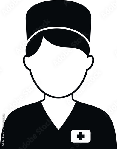 Healthcare worker wearing uniform and hat, showing medical service concept
