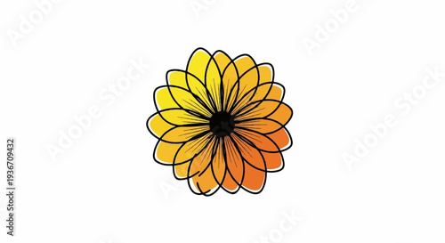 Abstract flower with yellow and orange gradient petals