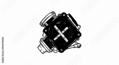 Detailed illustration of a mechanical carburetor component