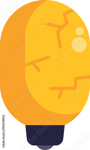Cracked light bulb symbolizing a bad idea, business failure, or innovation crisis