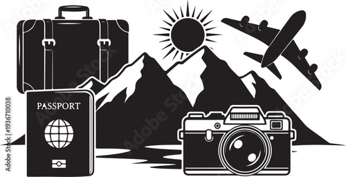 Travel and adventure preparation with luggage and camera tools