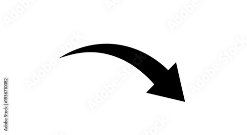 Black Curved Arrow Symbol Direction Indicator.