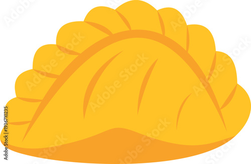 Colorful vector illustration of a golden empanada with detailed crimped edges on white background