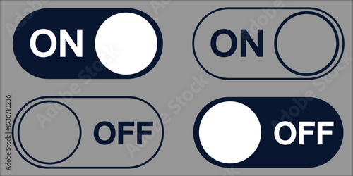 Modern On Off Toggle Switch Buttons Set – UI UX Interface Control Vector Icons