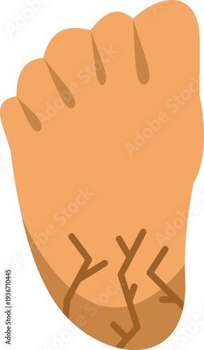 Cartoon style illustration depicting a hairy caveman foot with brown toes on white background