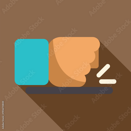 Hand with a clenched fist hitting a surface, representing frustration and force