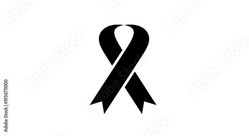 Black Ribbon Symbol Mourning and Awareness.