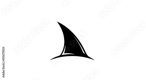 Black Shark Fin Silhouette Isolated White.