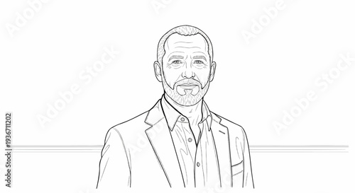 A sophisticated man in a suit, with a beard and smile