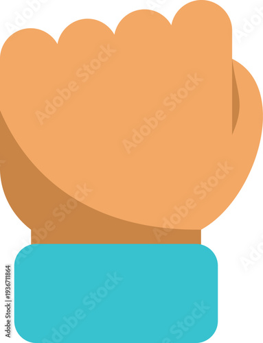 Flat design illustration of a raised clenched fist symbolizing power, unity, and determination