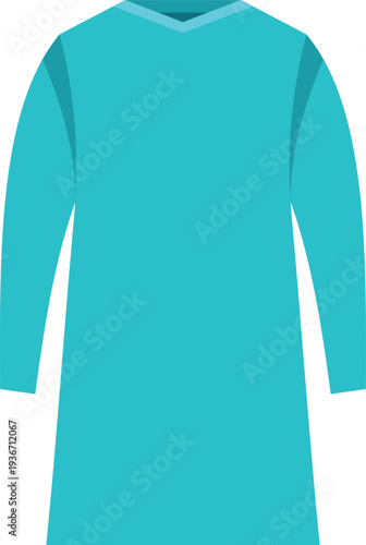 Minimal vector illustration of a long sleeve blue medical protective gown for healthcare use