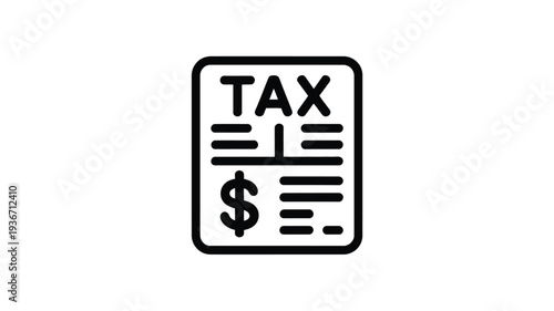 Tax form vector icon for financial documents and accounting purposes