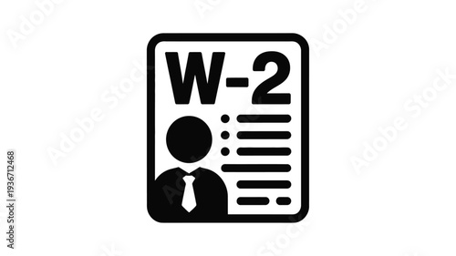 W-2 form vector icon for tax and finance documentation purposes