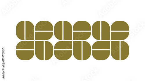 Geometric shapes vector illustration with olive green rounded rectangles