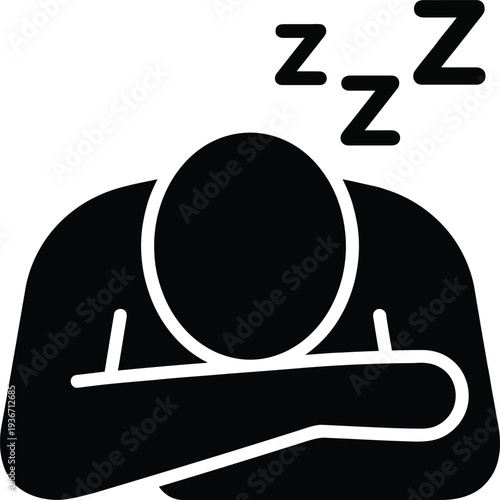A person sleeping with zzz symbols overhead on a transparent background