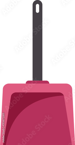 Simple red dustpan with black handle used for daily floor cleaning and dust collection