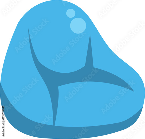 Simple blue bean bag illustration showing soft, comfortable, modern seating style
